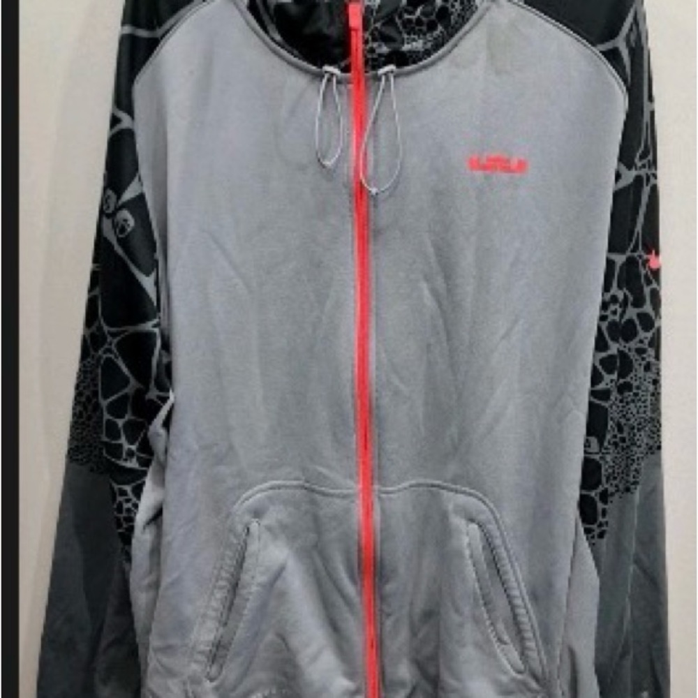 Nike LeBron Hero Gray and Black Hoodie with Red 2XL